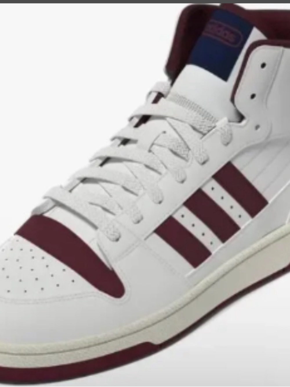 adidas Men's White and Maroon High-Top Sneaker